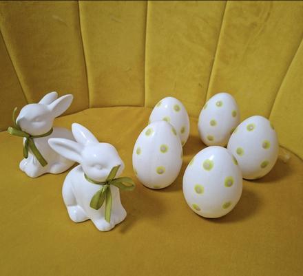 2ks keramicke biele zajaciky, 