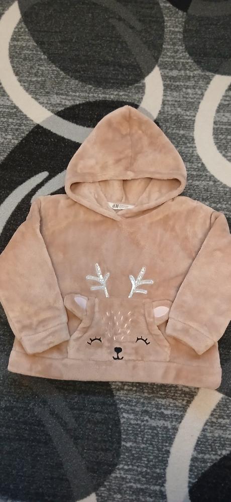 Hnedá huňatá mikinka 98/104, h&m,98