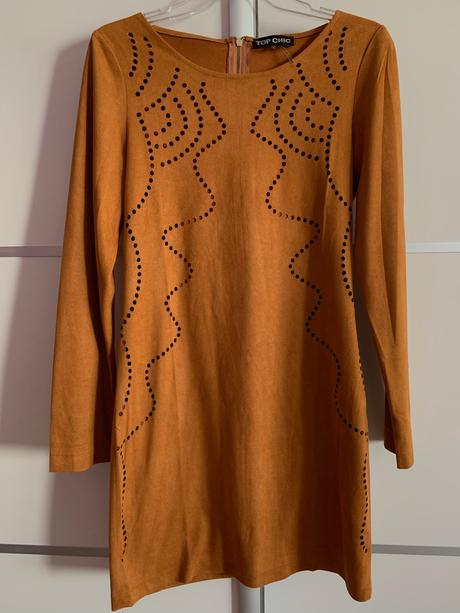 Horčicové dámske semišové šaty, xs