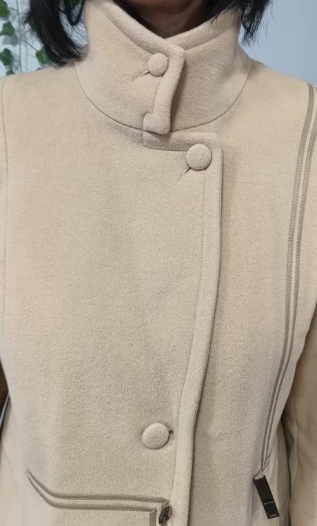 Elegantný dlhý vlnený kabát s kašmírom veľ. 44/46, 44