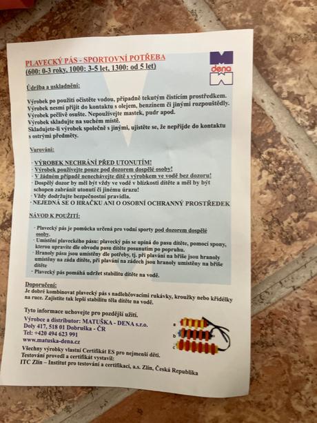 Plavecky pas dena do 26kg,