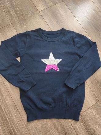 Pulóver s flitrovou hviezdou 134/140, tchibo,134