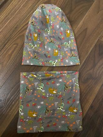 Handmade bavlnený set čiapka + nákrčník, 116