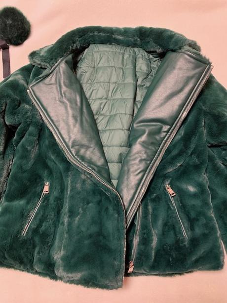 Obojstranná zelená bunda s kožušinou guess jeans, guess,l / m