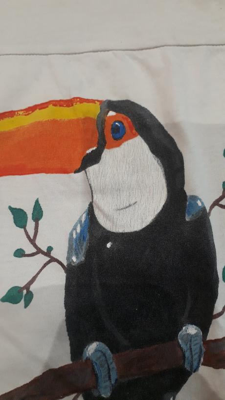 Ručne maľované tričko s tukanom 146, kik,146