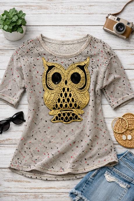 Elegantný sveter so sovičkou, s