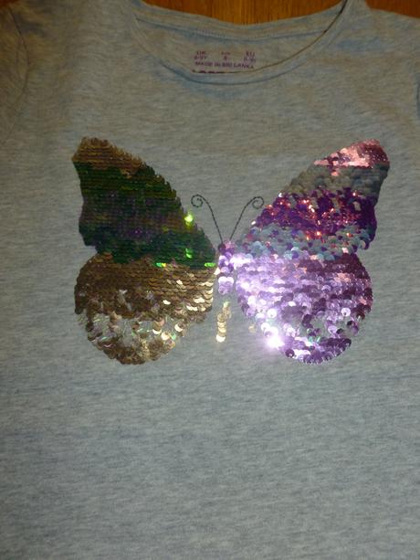 Tričko s premieňacím flitrovým motýľom, f&f,128