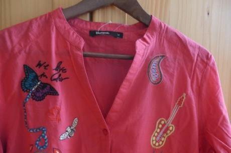 Desigual vysivana nova cervena bluzka/tunika, desigual,l / m