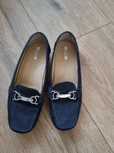 Modré mokasíny z brúsenej kože geox 36, geox,36