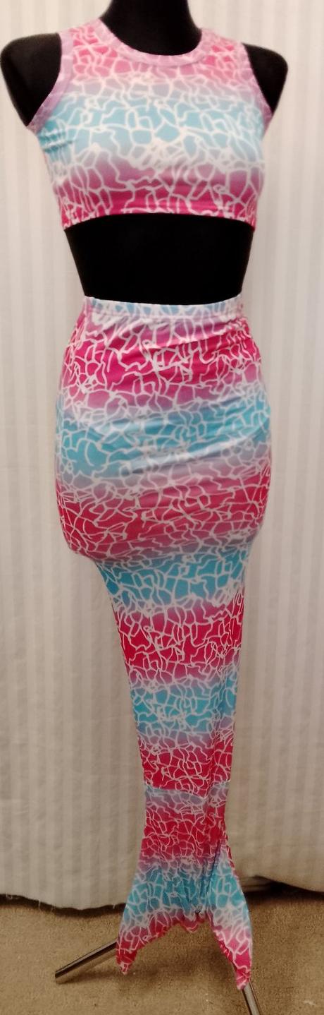 3 set plavecký morská víla ružovo modrá, 140 cm, 140