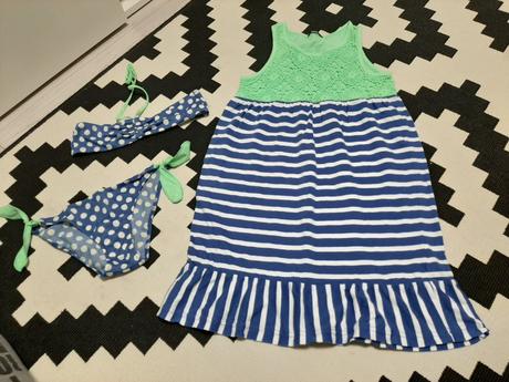 Nádherné tričkové šaty+2-dielne plavky grátis 6-9r, tezenis,134