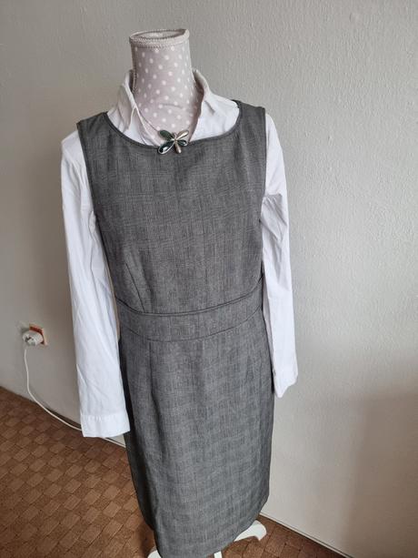 Sivé káro biznis šaty lindex veľ. 40 bez blúzky, lindex,40
