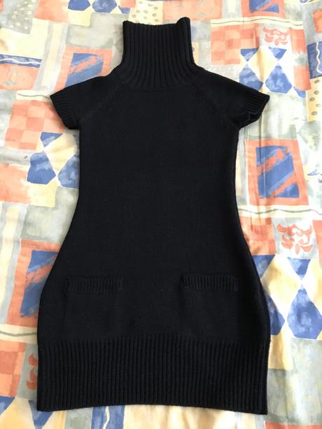 Čierne hrubé rolákové pletené šaty, terranova,m