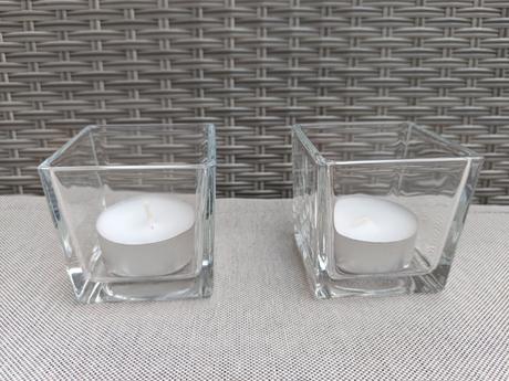 Svietniky sklo 3 kusy  so sviečkami nové, 