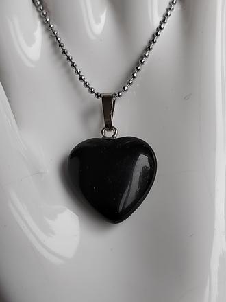 Náhrdelník srdce - čierny achát, 