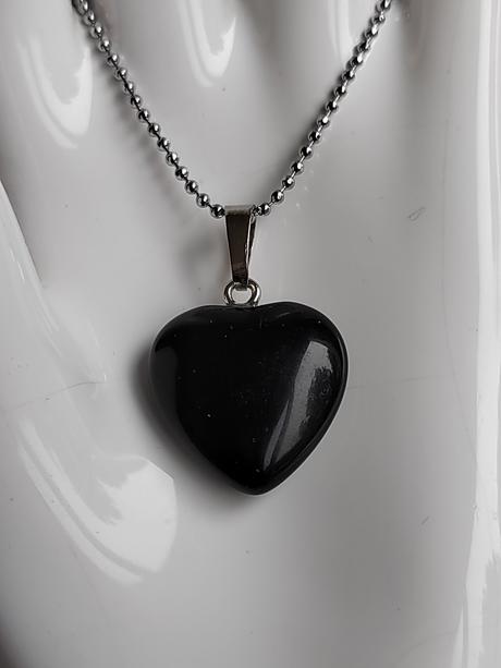 Náhrdelník srdce - čierny achát, 