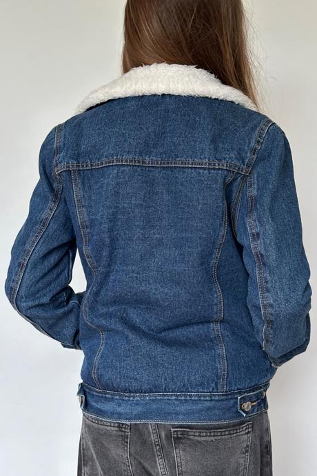Riflová zateplená bunda, denim co,xs