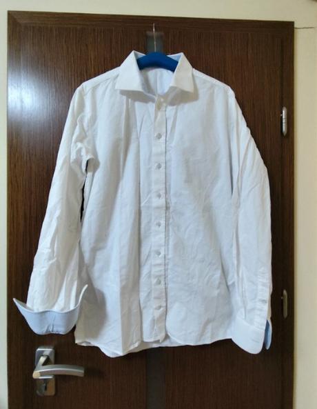 Pánska snehobiela košela, raz oblečená, vel.l,, l