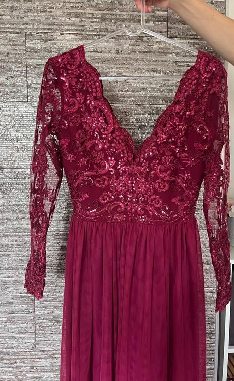 Bordové spoločenské šaty, s