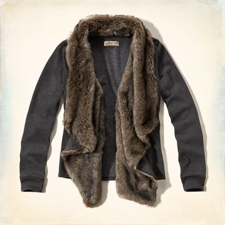 Cardigan s kozusinkou hollister vel m/l, abercrombie&fitch,l / m