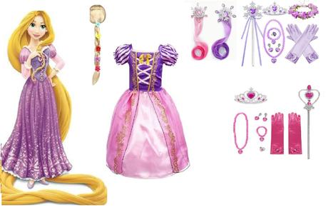 Kostým šaty doplnky na vlásku rapunzel locika nové, 