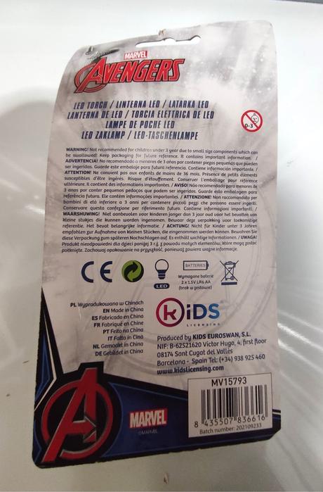 Marvel avengers veľká led baterka kids euroswan,