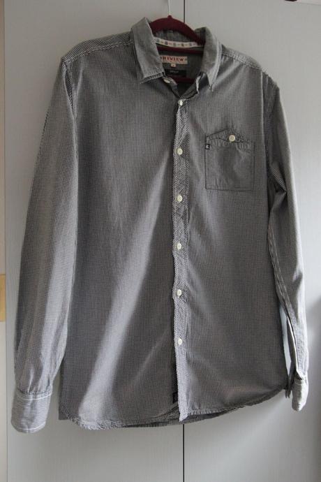 Pánska bielo modrá kockovaná košeľa review m, review,m