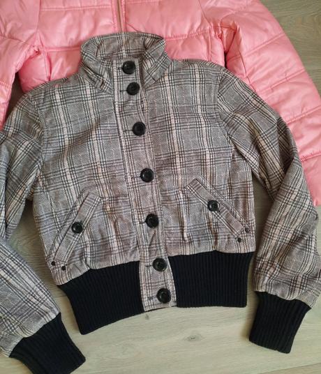 Káro bunda + ružová grátis, 164