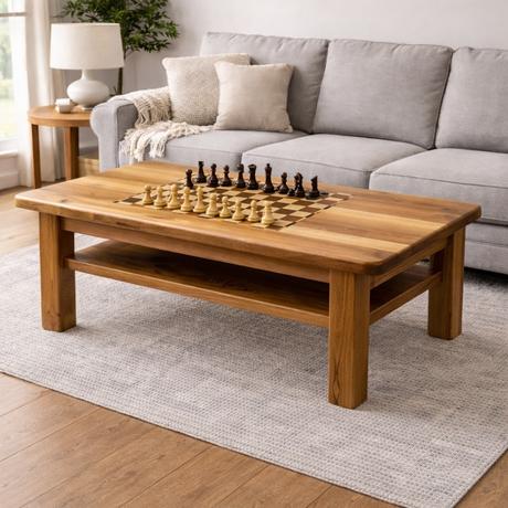 Šachovnicový masívny stôl orech ručná výroba, 