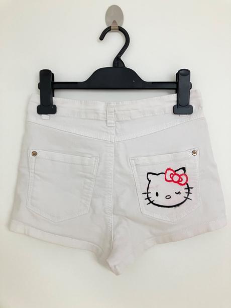 Hello kitty ručne maľované biele šortky, 34 / xs
