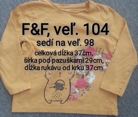 Tričko dlhý rukáv, f&f,104