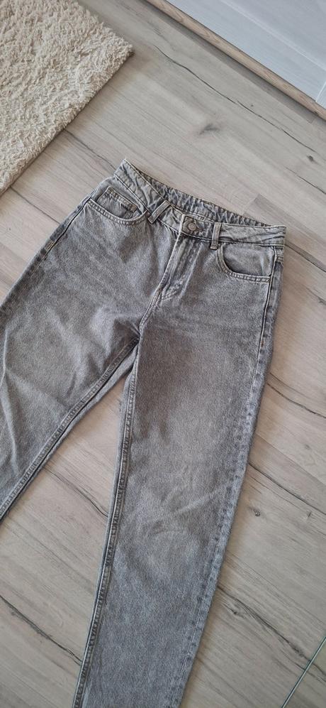 Sivé mom jeans, 34