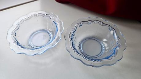 2 sklenené misky, modré, 12 x 4 cm, 