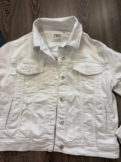 Zara biela štylova riflova bunda xl, zara,xl