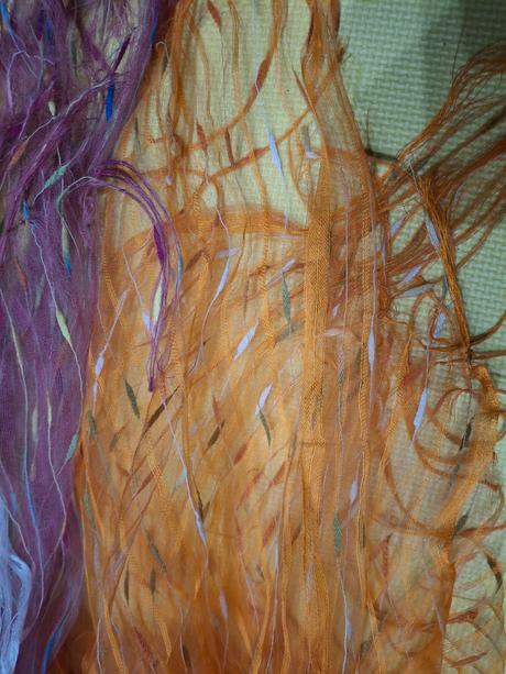 3 šatky/šály-biely,ružový, oranžový,