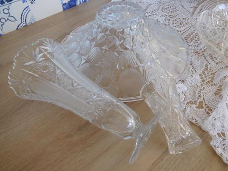 Brúsené sklo, misa váza vázička, 