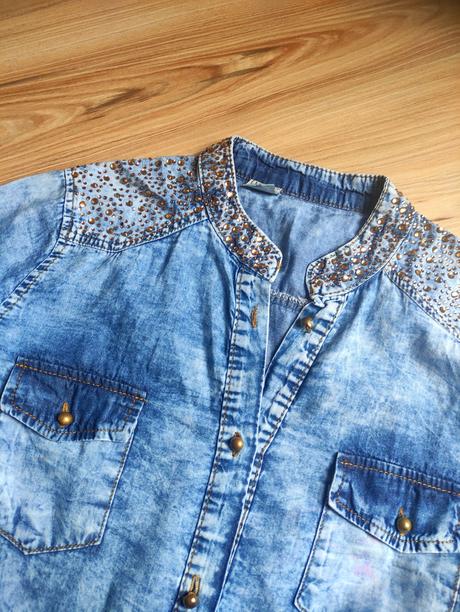 Riflová košeľa s kamienkami, s