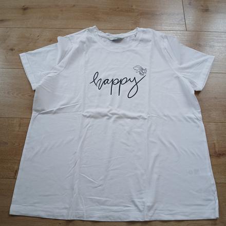 Biele tričko s nápisom happy, tchibo,46