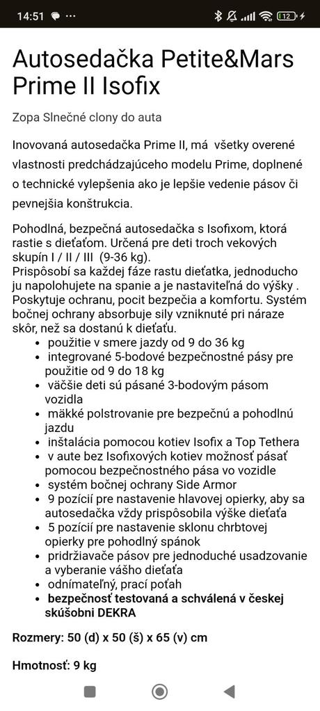 Autosedačka, petite&mars