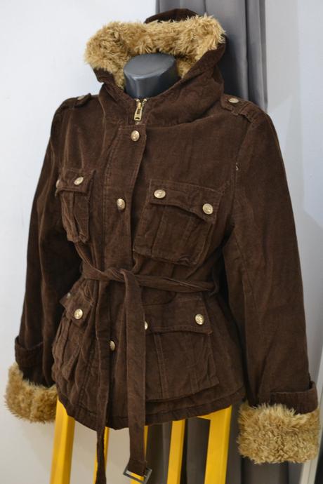 Hnedá menčestrová bunda 36, 36