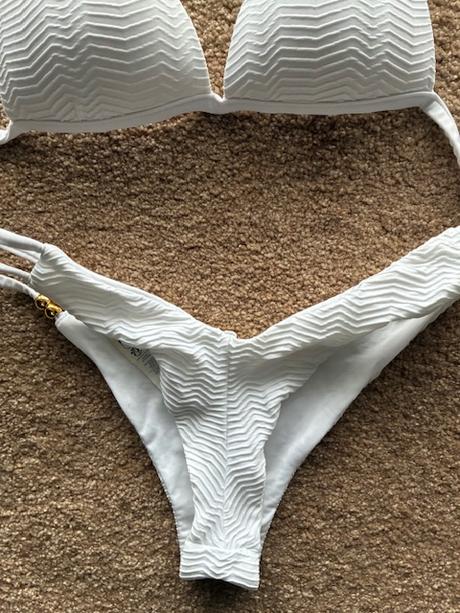 Plavky tanga bikini biele vel.s, calzedonia,s