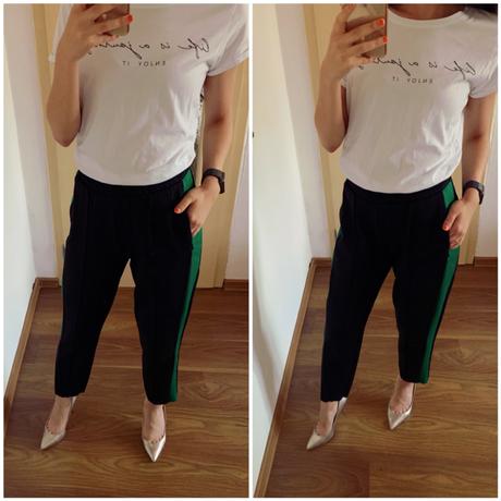 Krasne zara nohavice so zelenym pasom, zara,xs