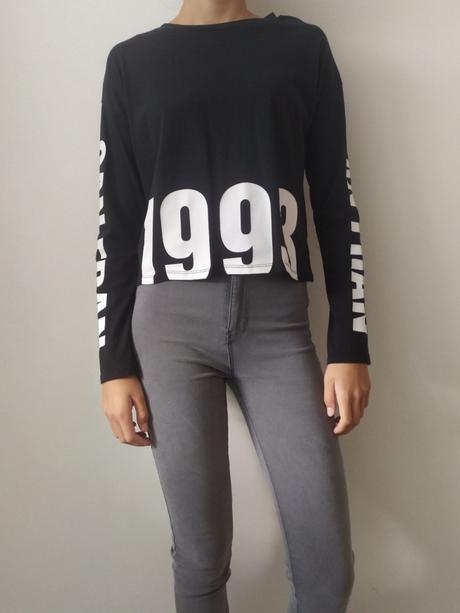 Čierne crop tričko, s