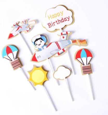 Tortový zápich chlapček lietadlo - skladom, tz-214,