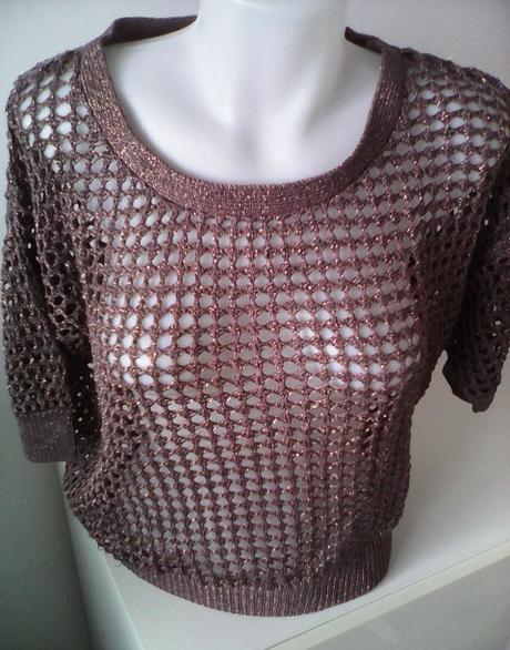 Bronzový háčkovaný pulóvrik, s