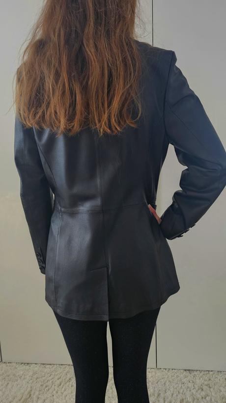 Predĺžené koženkové sako - kabát, 38