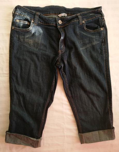 Dámske riflové elastické trištvrťáky, papaya, papaya,xl