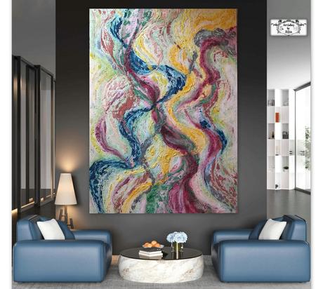 Xxl malba- abstrakt 180x130 pestrofarebny obraz,
