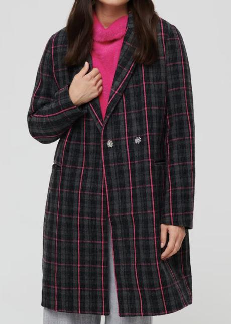 Károvaný kabát s prímesou vlny, sinsay,m