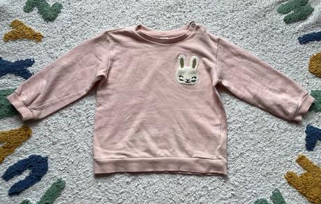 Bledoružová bavlnená mikina so zajacom h&m, 92, h&m,92